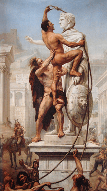 Painting of Visigoths pulling down a monument after entering Rome. Retrieved from http://en.wikipedia.org/wiki/File:Sack_of_Rome_by_the_Visigoths_on_24_August_410_by_JN_Sylvestre_1890.jpg