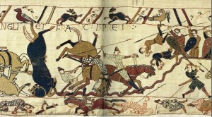 Horses tumble in a battle between the English and the French (Wilson, pl. 66).